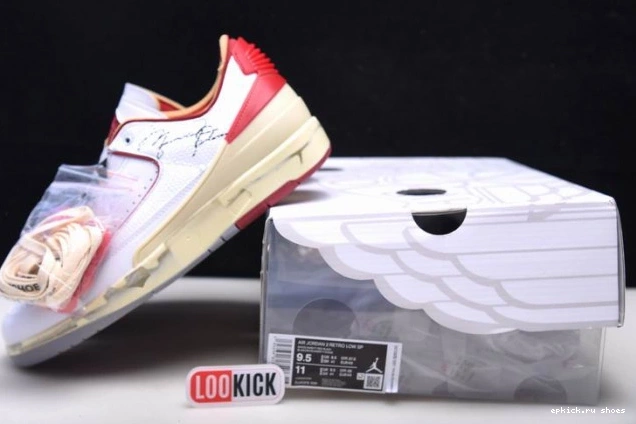 Cheap Jordan Off-White SP Low 2 DJ4375-106 Retro Red White 0807